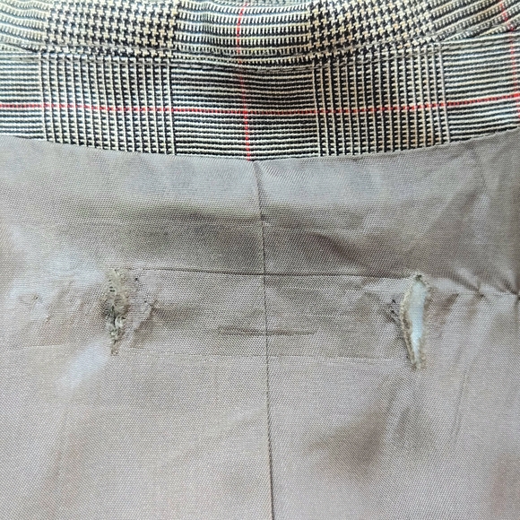 FLAWED* VTG 100% Wool WOOLMARK Glen Plaid Pantsuit, Zipper Blazer, Fully Lined - Picture 8 of 13